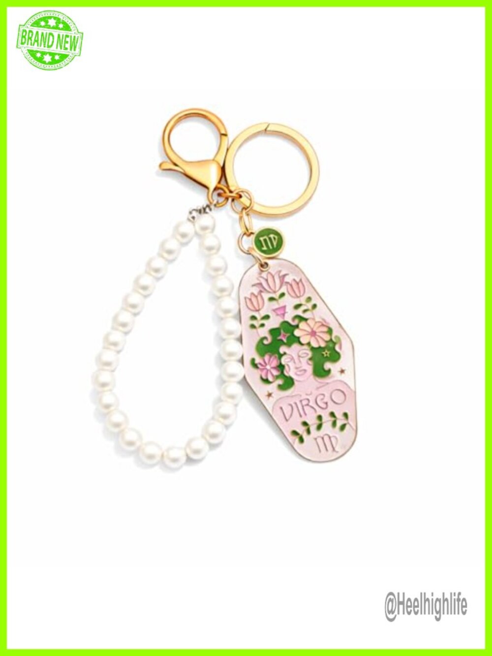 Zodiac Keychain Pearl Bag Charm Cute Car Key Chain Purse Accessory Gift for